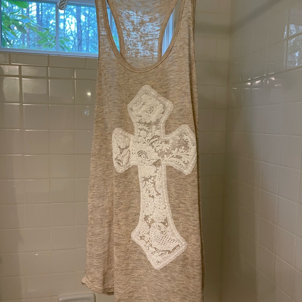 Papaya sleeveless top/tunic beige with white size S